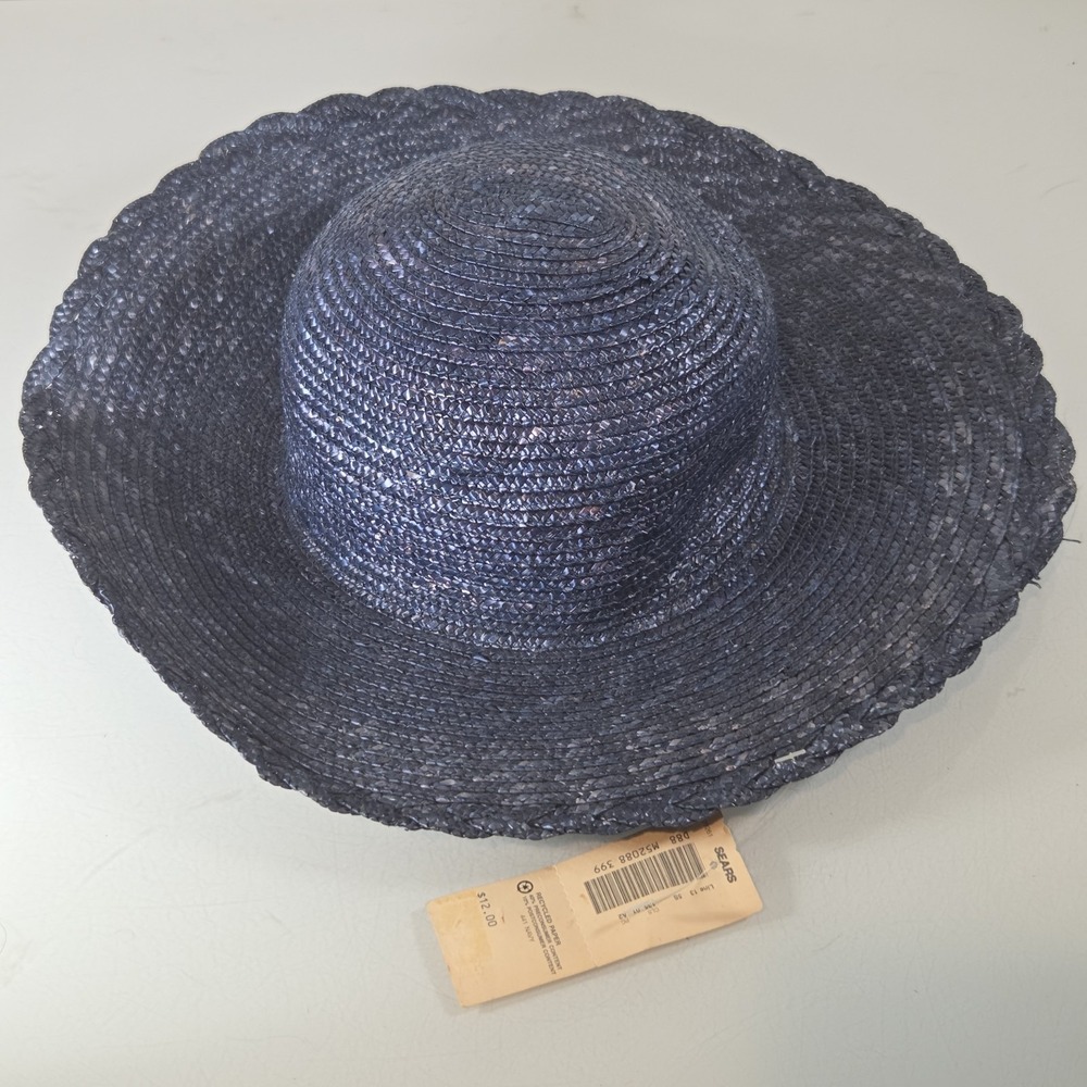 Vintage Sears Womens Recycled Paper Blue Sun Hat Original Tags
